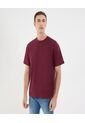 Camiseta Para Hombre Manga Corta Cuello Redondo Color Vino Marca Ostu #60091702 de Ostu