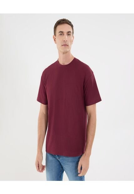 Camiseta Para Hombre Manga Corta Cuello Redondo Color Vino Marca Ostu #60091702