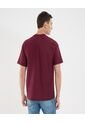 Camiseta Para Hombre Manga Corta Cuello Redondo Color Vino Marca Ostu #60091702 de Ostu