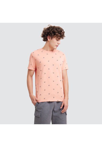 Camiseta Hombre Ostu M/C Rosado Algodón