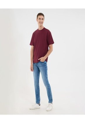 Camiseta Para Hombre Manga Corta Cuello Redondo Color Vino Marca Ostu #60091702