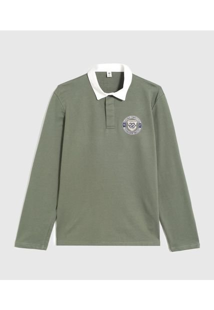 Polo Para Hombre Cuello Tejido Sin Bolsillo Color Verde Marca Ostu #60110828