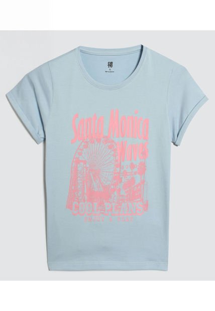 Camiseta Para Niña Manga Corta Color Azul  Marca Ostu #90090225