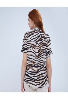 Camisa Para Mujer Manga Corta Color Beige Marca Ostu #40010265