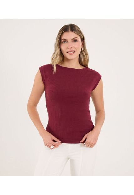 Camiseta Para Mujer Manga Sisa Cuello Redondo Color Vino Marca Ostu #40092530