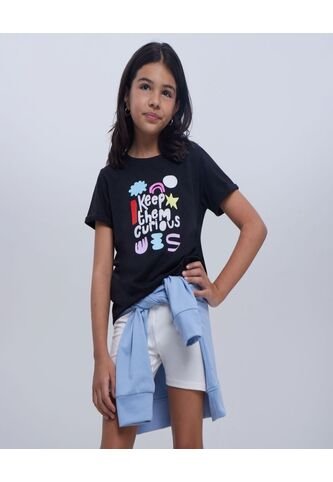 Camiseta Para Niña Manga Corta Color Negro Marca Ostu #90090189 Ostu