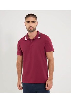 Polo Para Hombre Cuello Tejido Sin Bolsillo Color Vino Marca Ostu #60110837
