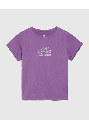 Camiseta Para Niña Manga Corta Color Morado Marca Ostu #90090245