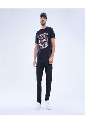 Camiseta Para Hombre Manga Corta Color Negrobinado Marca Ostu #60091255