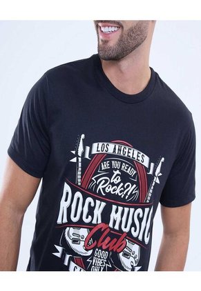 Camiseta Para Hombre Manga Corta Color Negrobinado Marca Ostu #60091255