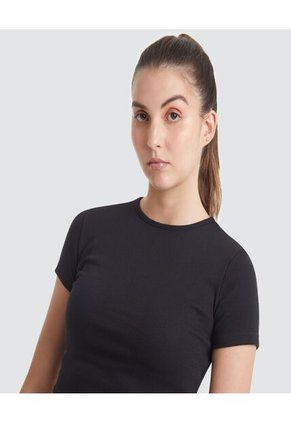 Crop Top Para Mujer Manga Corta Color Negro Marca Ostu #40091497