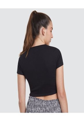 Crop Top Para Mujer Manga Corta Color Negro Marca Ostu #40091497