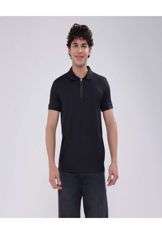 Polo Para Hombre Cuello Tejido Sin Bolsillo Color Negro Marca Ostu #60110701 Ostu