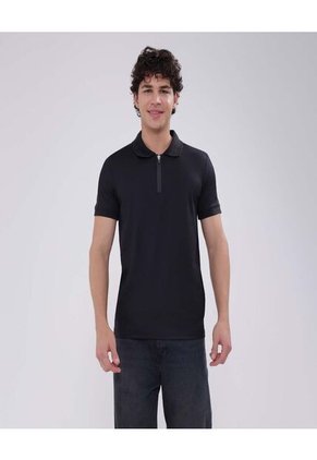 Polo Para Hombre Cuello Tejido Sin Bolsillo Color Negro Marca Ostu #60110701
