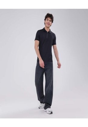 Polo Para Hombre Cuello Tejido Sin Bolsillo Color Negro Marca Ostu #60110701