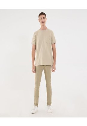 Camiseta Para Hombre Manga Corta Cuello Redondo Color Avena Marca Ostu #60091587