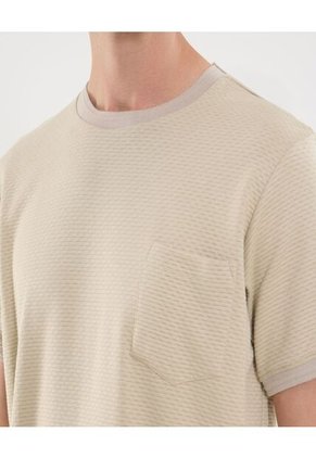 Camiseta Para Hombre Manga Corta Cuello Redondo Color Avena Marca Ostu #60091587