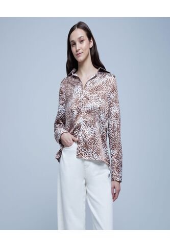 Camisa Para Mujer Manga Larga Color Café  Marca Ostu #40010181 Ostu