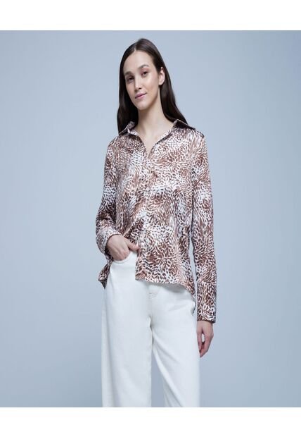 Camisa Para Mujer Manga Larga Color Café  Marca Ostu #40010181