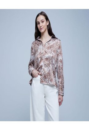 Camisa Para Mujer Manga Larga Color Café Marca Ostu #40010181