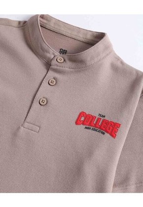 Polo  Infantil Niño Manga Corta Color Beige Marca Ostu #80110117