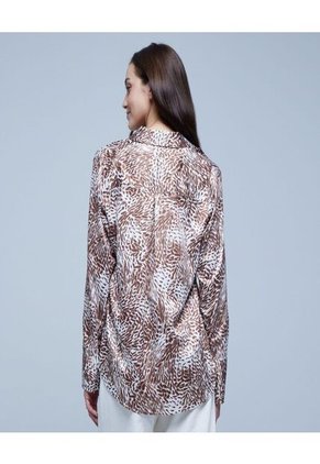 Camisa Para Mujer Manga Larga Color Café Marca Ostu #40010181