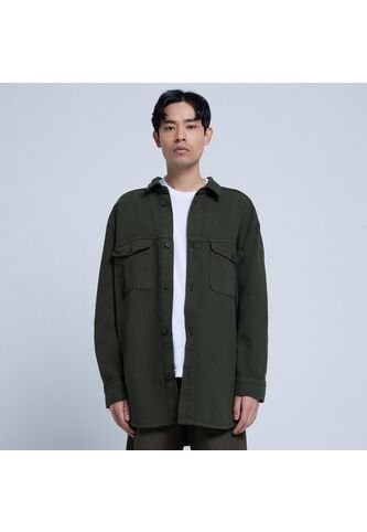 Camisa Para Hombre Sobrecamisa Manga Larga Color Verde  Marca Ostu #60010614 Ostu