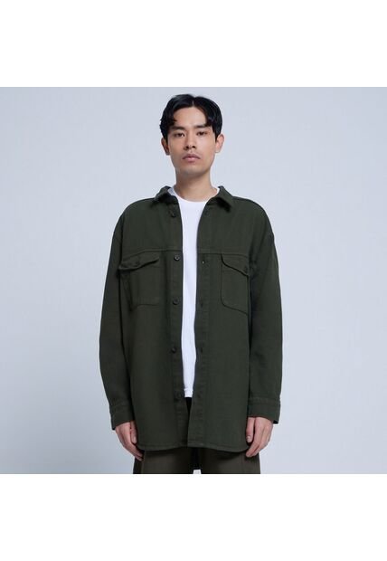 Camisa Para Hombre Sobrecamisa Manga Larga Color Verde  Marca Ostu #60010614