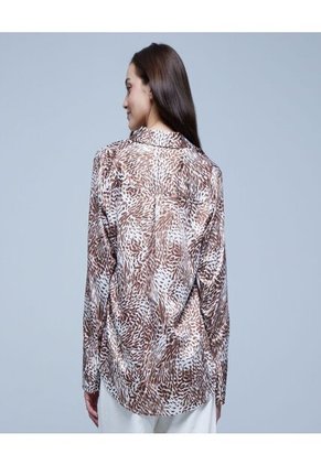 Camisa Para Mujer Manga Larga Color Café Marca Ostu #40010181