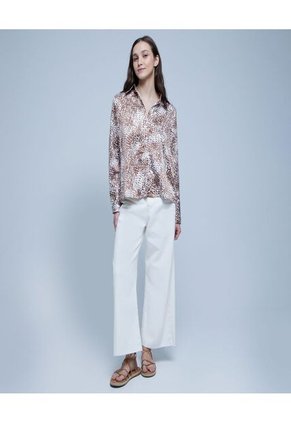 Camisa Para Mujer Manga Larga Color Café Marca Ostu #40010181