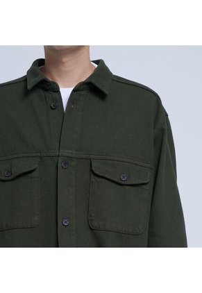 Camisa Para Hombre Sobrecamisa Manga Larga Color Verde  Marca Ostu #60010614