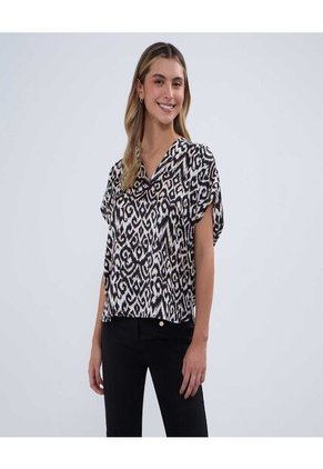 Blusa Para Mujer Manga Corta Color Negro Marca Ostu #40121052