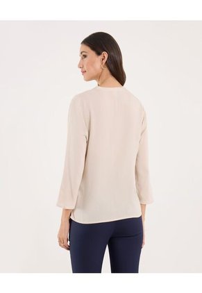 Blusa Para Mujer Manga 3/4 Color Beige Marca Ostu #40121186