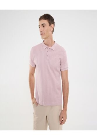 Polo Para Hombre Cuello Tejido Sin Bolsillo Color Rosa Marca Ostu #60110793 Ostu