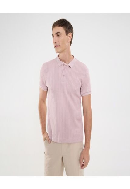 Polo Para Hombre Cuello Tejido Sin Bolsillo Color Rosa Marca Ostu #60110793