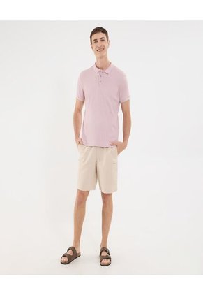 Polo Para Hombre Cuello Tejido Sin Bolsillo Color Rosa Marca Ostu #60110793