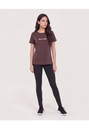 Camiseta Manga Corta Con Screen-Deportivo  Para Mujer Café Ostu