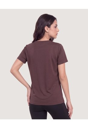 Camiseta Manga Corta Con Screen-Deportivo  Para Mujer Café Ostu