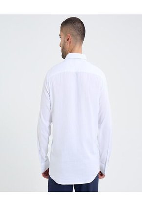 Camisa Para Hombre Manga Larga Sin Bolsillo Cuello Casual M Color Blanco Marca Ostu #60010805
