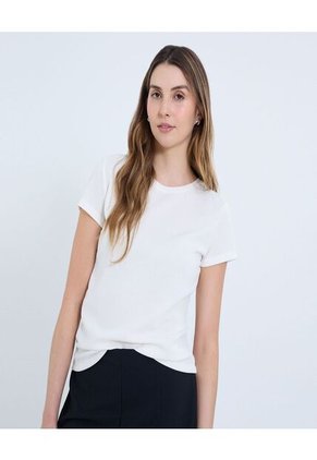 Camiseta Para Mujer Manga Corta Cuello Redondo Color Crema Marca Ostu #40092414