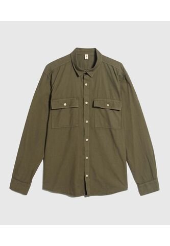 Camisa Para Hombre Manga Larga Con Bolsillo Color Verde Marca Ostu #60010740 Ostu