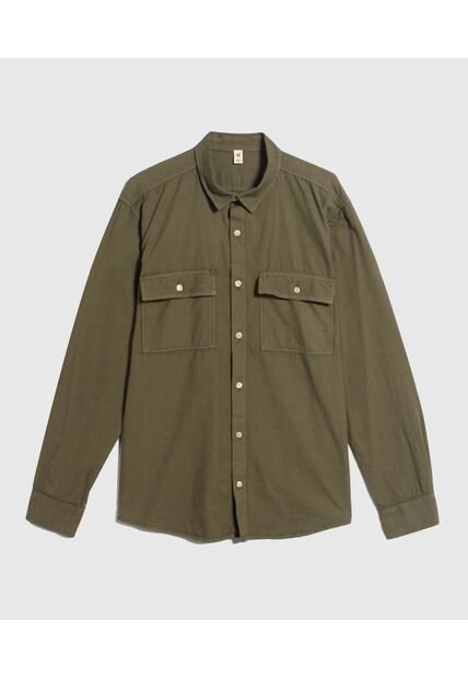Camisa Para Hombre Manga Larga Con Bolsillo Color Verde Marca Ostu #60010740