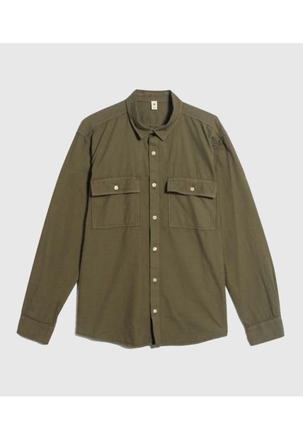 Camisa Para Hombre Manga Larga Con Bolsillo Color Verde Marca Ostu #60010740