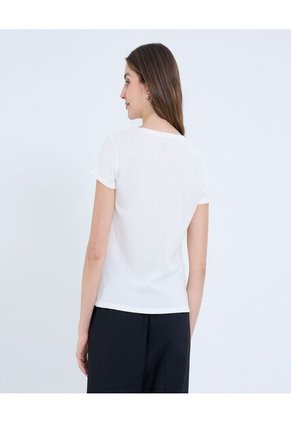 Camiseta Para Mujer Manga Corta Cuello Redondo Color Crema Marca Ostu #40092414