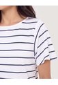 Camiseta Rayas Manga Amplia  Para Mujer Azul Ostu de Ostu