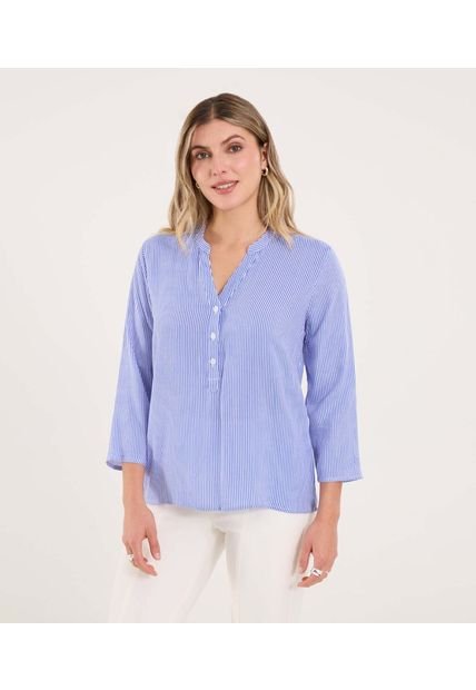 Blusa Para Mujer Manga 3/4 Color Azul Marca Ostu #40121179