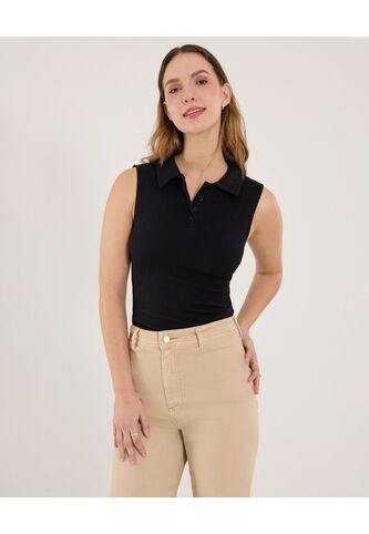 Polo Para Mujer Manga Sisa Color Negro Marca Ostu #40110183 Ostu