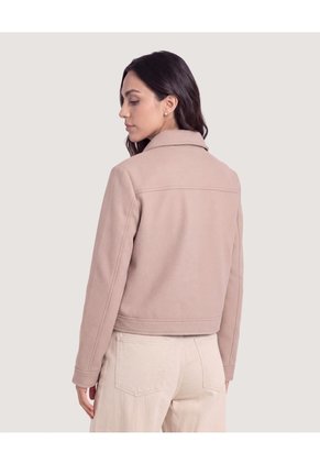Chaqueta Trucker Cuello Camisero  Para Mujer Beige Ostu
