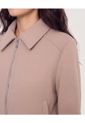 Chaqueta Trucker Cuello Camisero  Para Mujer Beige Ostu