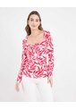 Camiseta  Para Mujer Manga Larga Cuello Redondo Color Rojo Marca Ostu #40092721 de Ostu
